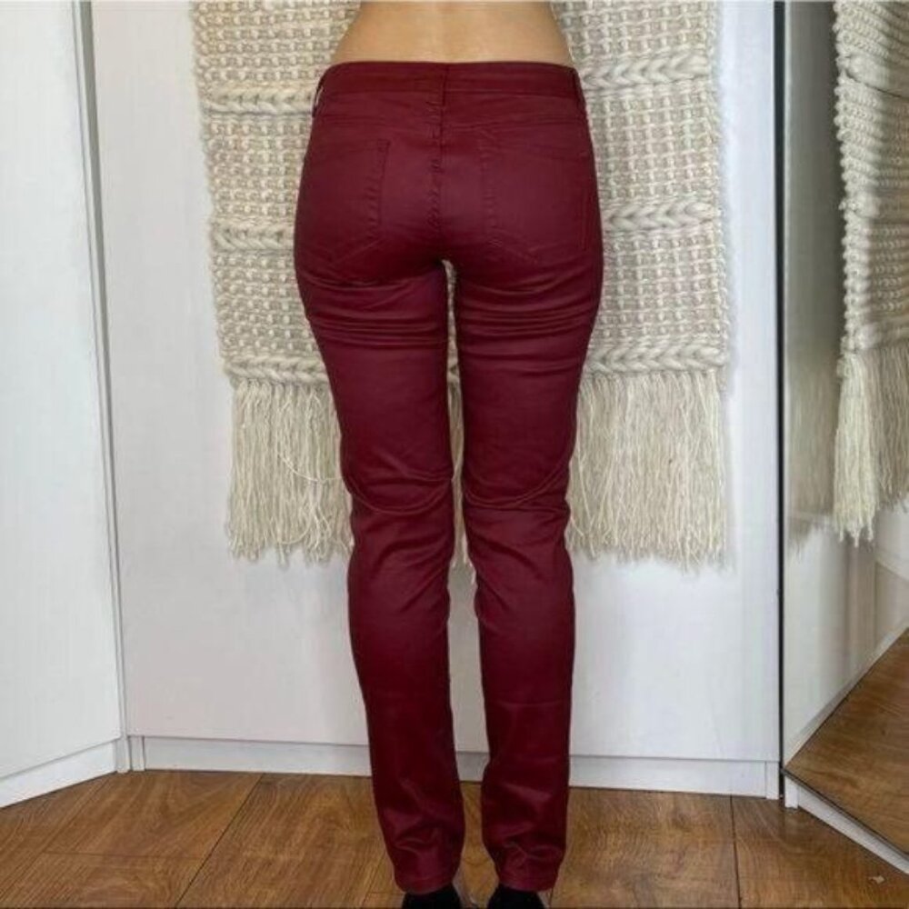 Cielo Jeans Red Faux Leather Skinny Pants Mid Rise Size 5 - Picture 3 of 11